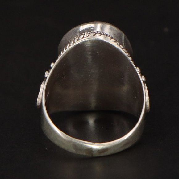 VTG Sterling Silver Rings sz 6 1/2 Southwestern Turquoise Ring sz 6 1/2 - Picture 4 of 4